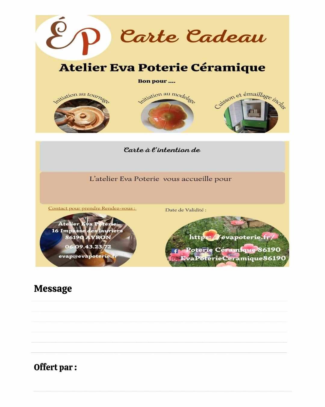 Atelier Éva Poterie 86190 AYRON